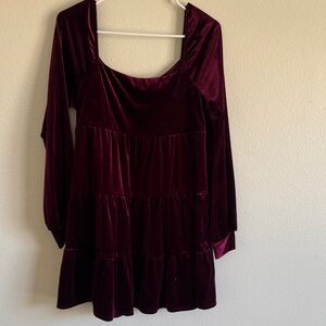 Altar'd State Burgundy Long Sleeve Dress